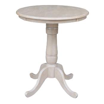 Solid Wood Round Pedestal Dining Table Weathered Gray - International Concepts