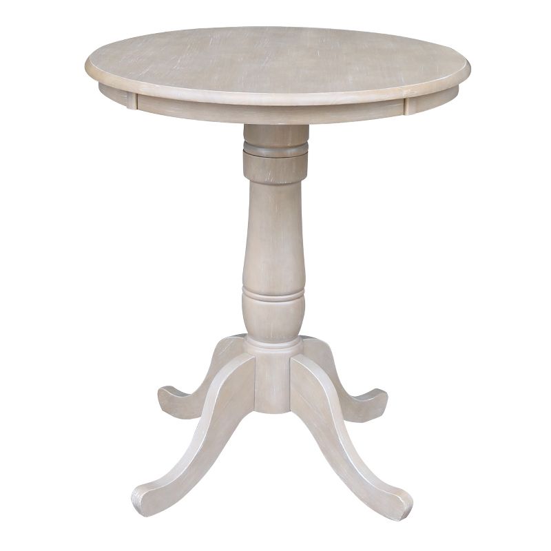 Solid Wood Round Pedestal Dining Table Weathered Gray - International Concepts, 1 of 6
