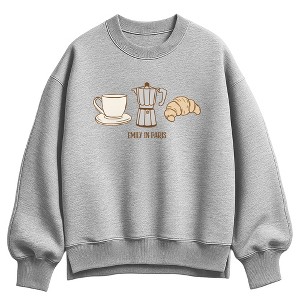 Women's Emily in Paris Icons Oversized Fleece Crew Sweatshirt