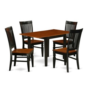 5-Piece Black and Cherry Finish Solid Wood Top - Dining Room Set  - Seats 4 - 1 of 4