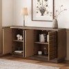 4-Door Storage Cabinet with 3D Geometric Doors, Metal Trim and Adjustable Shelves for Living Room Display, Kitchen or Home Office - 3 of 4