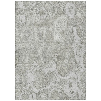 Ivory Taupe And Beige Abstract Washable Indoor Outdoor Area Rug