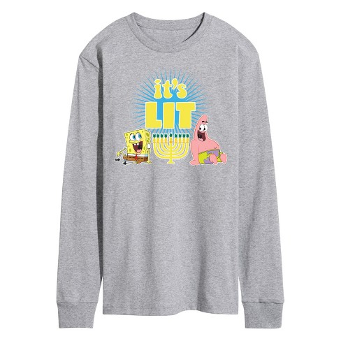 Men's - SpongeBob SquarePants - It's Lit Hanukkah Long Sleeve Graphic T-Shirt - image 1 of 4