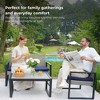 Nertpow 4-Piece Outdoor Patio Furniture Set ¨C Light Gray Rattan with Blue Cushions & Gray Acacia Wood Tabletop, Balcony Porch Garden Seating Set - 3 of 4