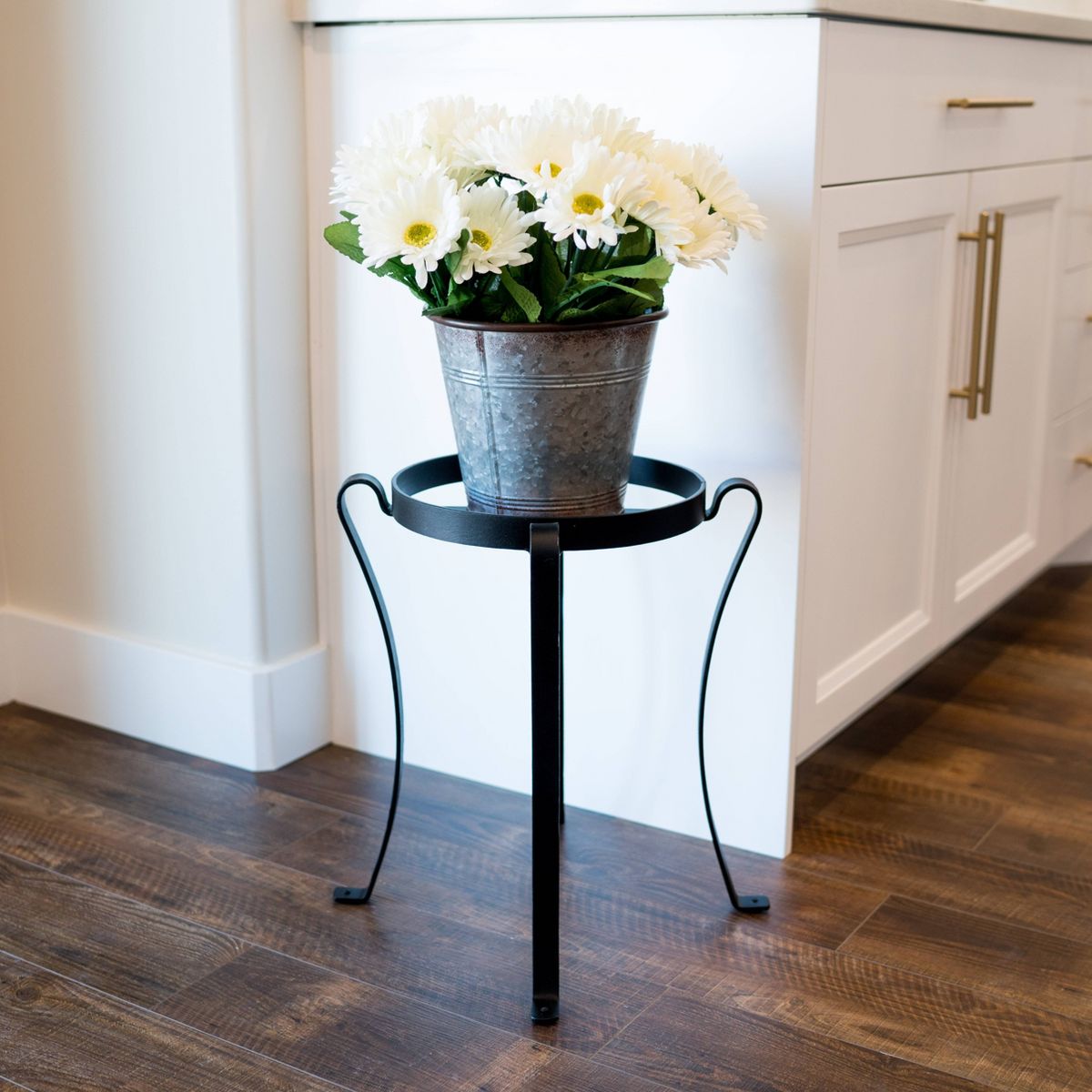 17.75" Tall Wrought Iron Planter Stand for Containers: No-Slip Rim, Freestanding - Achla Designs - thumbnail 7