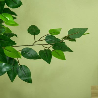 59'' Green Plastic Potted Artificial Ficus Tree for Indoor Outdoor