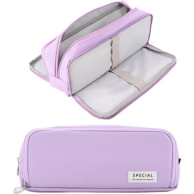 Fmeida Large Pencil Case 3 Compartments Pencil Pouch Big Capacity Pencil Bag for Kids Teen Girls Boys Student School Black