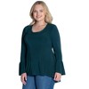 24seven Comfort Apparel Womens Long Bell Sleeve High Low Plus Size Tunic Top - 2 of 4