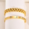 2pcs Gold Chain Link Bracelet, Stainless Steel Crystal Friendship Bracelets Bangle,Watch Band Chains Wristband - 4 of 4