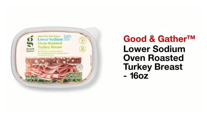 Lower Sodium Oven Roasted Turkey Breast Ultra-Thin Deli Slices - 16oz - Good &#38; Gather&#8482;, 2 of 5, play video