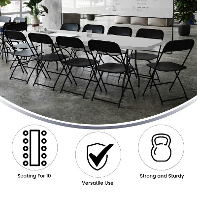Granite White and Black 11-Piece Folding Table and Chair Set
