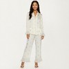 Anna-Kaci Lounge Women's 2-Piece Set Satin Pajama Top with Piping Detail and Ruffled Cuffs Paired with Matching Pants - 3 of 4