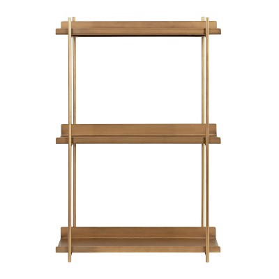 Gold Metal 3-Tier Floating Wall Shelf