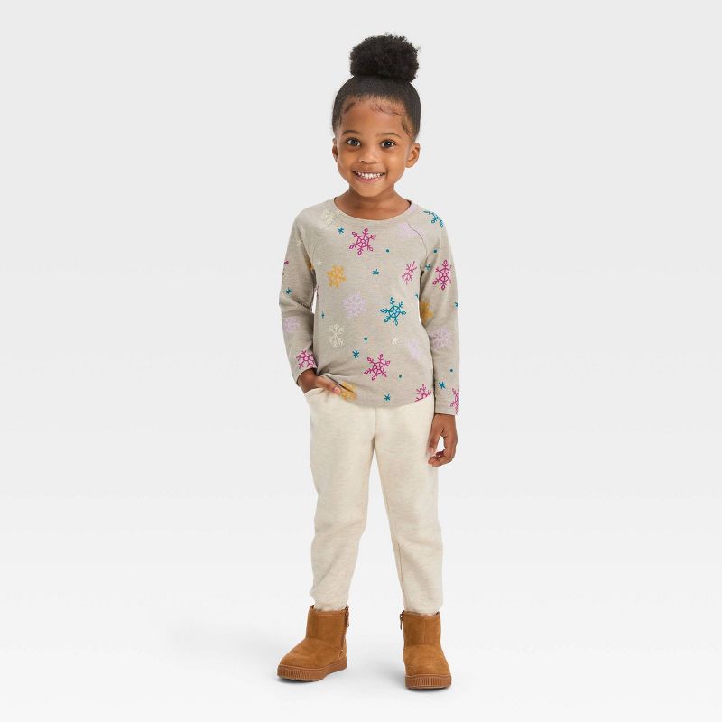 Toddler Girls' Snowflake Long Sleeve T-Shirt - Cat & Jack™ Gray, 4 of 5