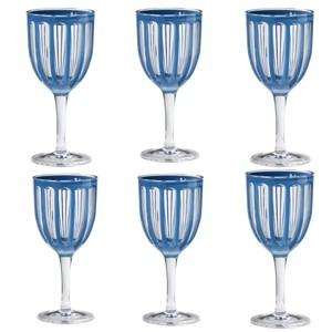 TAG Villa 22 oz Blue Acrylic All Purpose Red White Wine BPA-Free, Dishwasher Safe, Durable Drinkware Set of 6 - 1 of 3