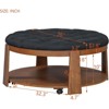 ALEXOUN Modern Large Round Ottoman Coffee Table with 2-Tier Storage & Wheels & Waterproof Linen Upholstered for Living Room,Bedroom - 3 of 4