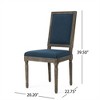 SKRAN Traditional Dining Chairs (Set of 2) for Kitchen or Dining Room - Navy Blue Fabric Upholstered with Weathered Wood Finish and Rubberwood Legs - 3 of 4