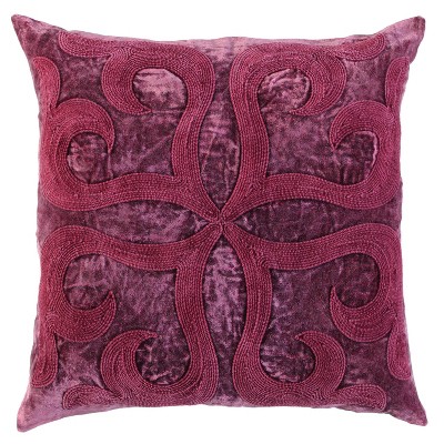 20"x20" Oversize Medallion Square Throw Pillow Cover Merlot/Red - Rizzy Home