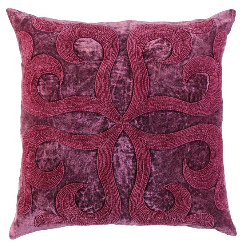 20&#34;x20&#34; Oversize Medallion Square Throw Pillow Cover Merlot/Red - Rizzy Home, 1 of 7