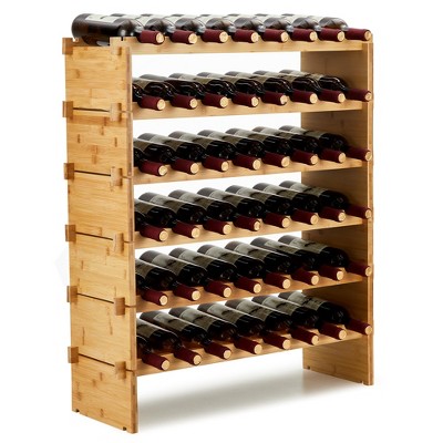 Modular Wine Rack, Bamboo Wood Wine Storage Rack, Floor Freestanding Wines Holder Display Shelf