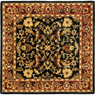 Heritage Black and Red Hand-Tufted Wool Square Rug