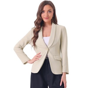 Allegra K Women's Work Office Shawl Lapel Long Sleeve Pockets Blazers - 1 of 4