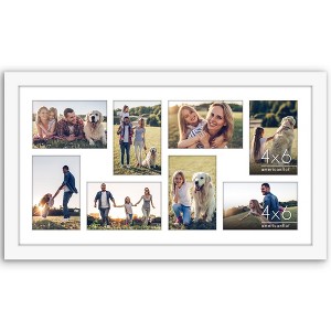 Americanflat 4x6 Collage Picture Frame  - Multi Picture Frames Fit Eight 4x6 Photos or Use as One 12x22 Frame for Wall Display -- White - 1 of 4