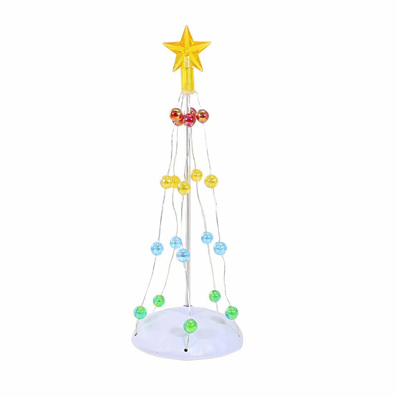 Department 56 Villages 9.26 In Lit Christmas Pole Tree Battery Operated Assorted Colored Bulbs Village Accessories, 1 of 4