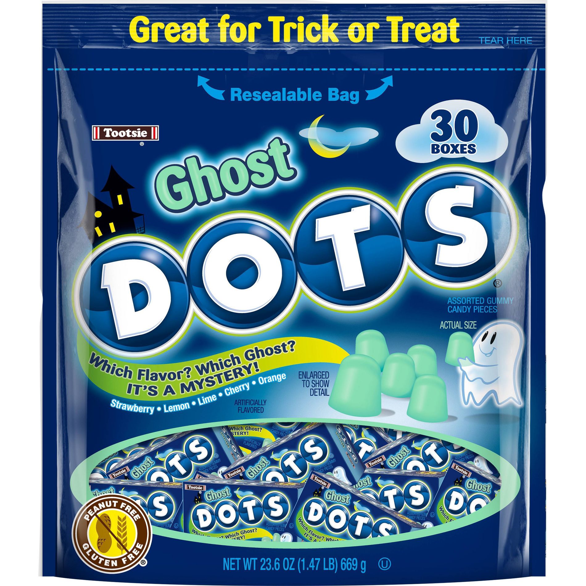 Dots Halloween Ghost Chewy Gummy Candy Bag - 23.6oz/30ct