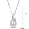 EVERLY JEWELRY | Sterling Silver 8.5-9mm Cultured Freshwater Pearl and Diamond Accent Drop Pendant with Chain - 18 in - 3 of 4