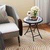 Tangkula Round Folding Side Table 18 Inch Patio Coffee Table w/ Tempered Glass Tabletop - 2 of 4