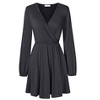 Coolmee Women's Dresses Wrap V-Neck Casual Ruffle Long Sleeve A-Line Mini Dress - 2 of 4