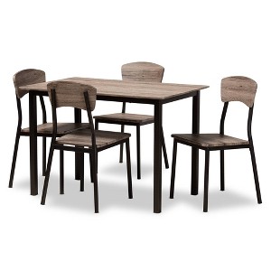 5pc Marcus Dining Set with Metal Frame & Oak Wood Finish for Four Black - Baxton Studio - 1 of 4