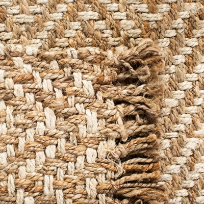 Hand-Woven Ivory Jute Chevron 4' x 6' Rectangular Rug