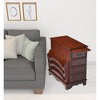 HomeRoots 24" Dark Brown Manufactured Wood Rectangular End Table With Four Drawers - 2 of 4