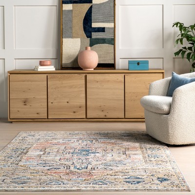 Blue Traditional Medallion Fringe Area Rug 2' 6" x 6'