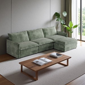 109" Corduroy Cloud Modular L-Shaped Sectional Sofa with Ottomans - 1 of 4