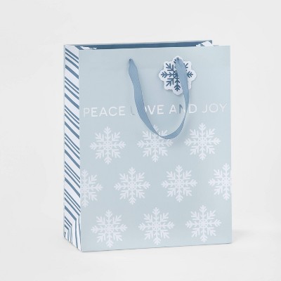 Large Peace Love Joy Cub Gift Bag Blue - Wondershop™