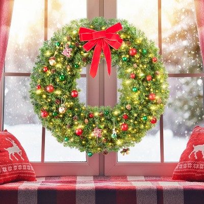 Yaheetech 48in Artificial Christmas Wreath Holiday Accent Decoration for Door, Green