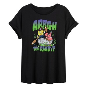 Women's - Spongebob Squarepants - Spongebob: The Search For Squarepants Arrgh You Ready Oversized Graphic T-Shirt - 1 of 4