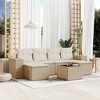 vidaXL 7 Piece Patio Sofa Set with Cushions Beige and Cream Poly Rattan - With Table - 2 of 4