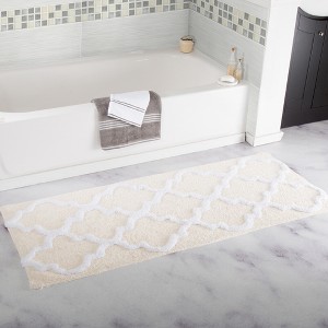 Hastings Home 100% Cotton Trellis Bathroom Mat - 24x60 inches - Bone - 1 of 4