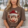 Highland Cow Santa Hat Christmas T-Shirt, Imitation Latch Hook Yarn Cozy Tee | OrnamentallyYou - 4 of 4
