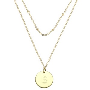 Unique Bargains Women's Gold Tone Disc Pendant Letter Necklace - 1 of 4