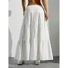 Women's Boho Maxi Skirt - Ruffle Hem A-Line with Elastic Waist & Tiered Layers White - 2 of 4