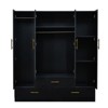Keloyid Black Wood 62.99 in. Armoire with 3 Drawers and 6 Shelves - 2 of 4