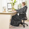 FAAYFIAN Long Faux Shearlin Wearable Blanket Hoodie for Women with Belt, Oversized Hoodie Blanket with Hood & Pocket, Cozy Winter Loungewear - 4 of 4
