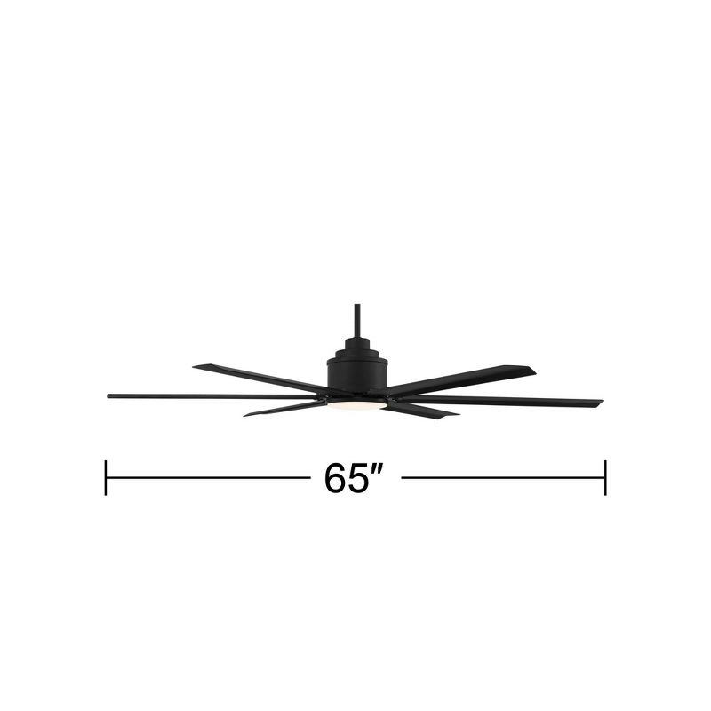 65" Casa Vieja Modern Industrial Outdoor Ceiling Fan with Dimmable LED Light Remote Control Matte Black Wet for Patio Exterior, 4 of 10