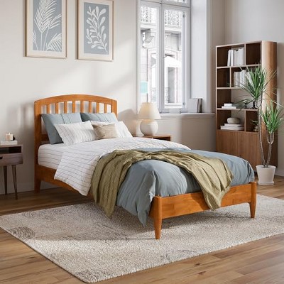 AFI Furnishings Quincy Twin XL Solid Wood Low Profile Platform Bed, Light Toffee