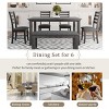 6 Piece Modern Wood Dining Room Table and Chairs with Bench, 6 Seater Dining Room Table,2 Seater Bench and Dining Chairs Set of 4-Cuddlewood - 3 of 4